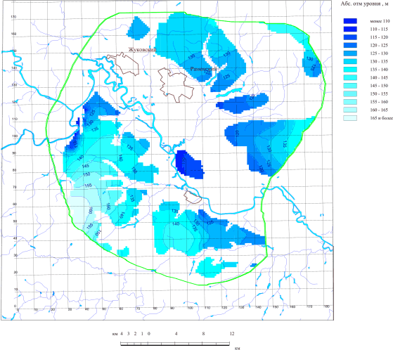 Москворецко-Гжелкинское месторождение, картограмма модельного уровня одного из расчетных слоев